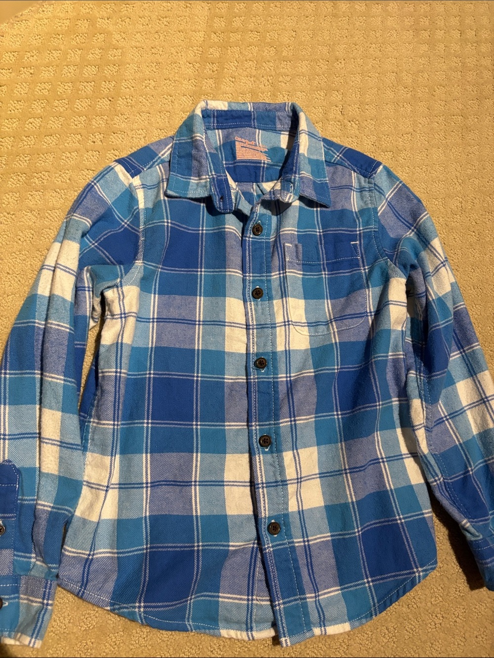 Cat & Jack Blue and White Plaid Button-Down Shirt
